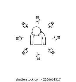 Social bullying icon. Harassment, social abuse and violence. Isolated vector element. Outline pictogram for web page, mobile app, promo