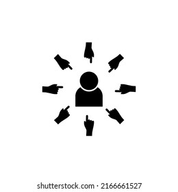 Social bullying icon. Harassment, social abuse and violence. Isolated vector element. Outline pictogram for web page, mobile app, promo