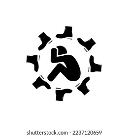 Social bullying icon. Harassment, social abuse and violence. Isolated vector element. Outline pictogram for web page, mobile app, promo