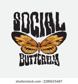 social butterfly tshirt design vector