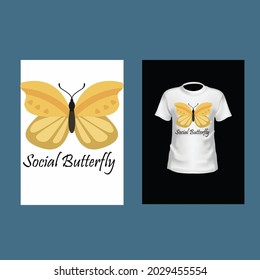 Social Butterfly T-Shirt Template Design.