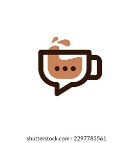 Social Cafe Coffee Talk Chat Bubble Cup Message Logo Vector Icon Illustration