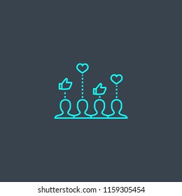 Social campaign concept blue line icon. Simple thin element on dark background. Social campaign concept outline symbol design from Digital marketing set. Can be used for web and mobile UI/UX