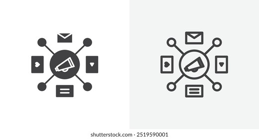 Icono de campaña social. estilo de línea delgada de relleno sólido y trazo eps 10