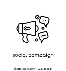 social campaign icon. Trendy modern flat linear vector social campaign icon on white background from thin line General collection, editable outline stroke vector illustration