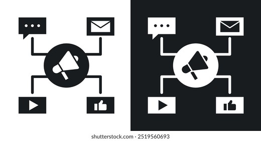 Ícone de vetor de linha de campanha social definido no estilo sólido e de contorno.