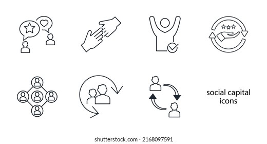 Social Capital Icons Set . Social Capital Pack Symbol Vector Elements For Infographic Web