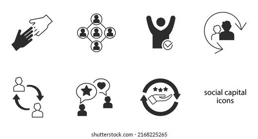 Social Capital Icons Set . Social Capital Pack Symbol Vector Elements For Infographic Web