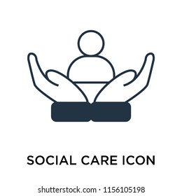 Social care icon vector isolated on white background. thin symbols or lined elements in outline style