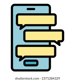Social care phone chat icon outline vector. Senior health. Patient worker color flat