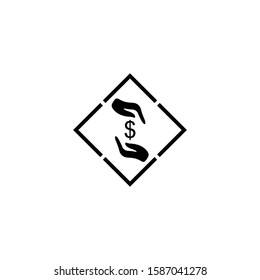 Social care vector logo. Donate support logo. Hand vector logo