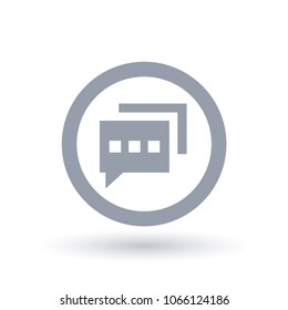 Social chat icon. App messaging symbol. Mobile texting sign in circle outline. Vector illustration.