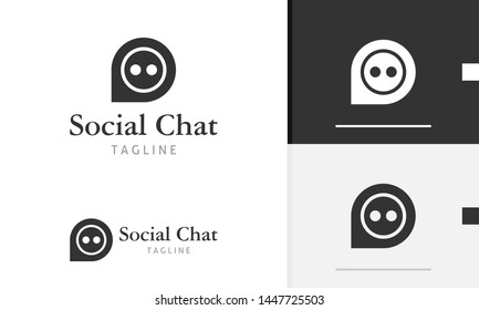 Social Chat logo design, face icon, chat bubble icon, chat and communication design concept