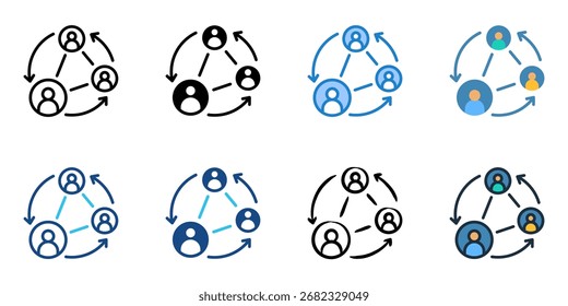 Social circle icon set multiple style collection 
