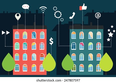 Social city vector background