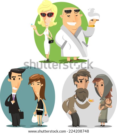 Social classes cartoon illustrations