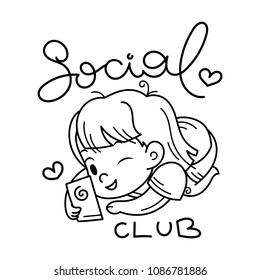 Social club. Cute cartoon kids. Vector and illustration.