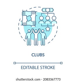 Social club participation blue concept icon. People association role model in community. Group engagement abstract idea thin line illustration. Vector isolated outline color drawing. Editable stroke