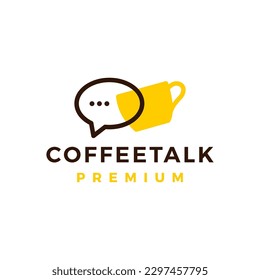 Social Coffee Chat Talk Bubble Cup Cafe Message Logo Vector Icon Illustration