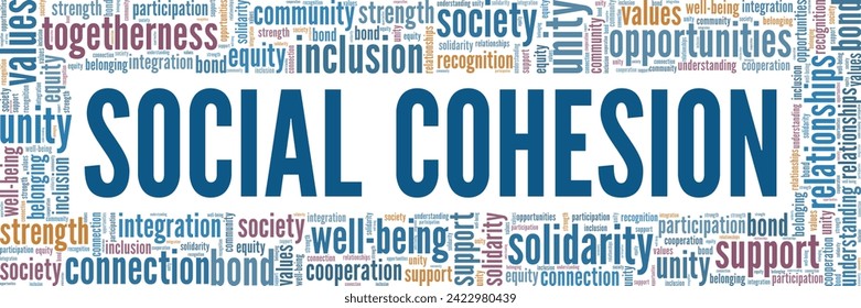 Social Cohesion word cloud conceptual design isolated on white background.