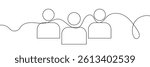 social collaboration continuous line editable stroke line, continuous one line drawing teamwork icons concept. single line vector illustration, civil society.