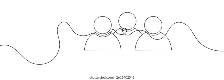 social collaboration continuous line editable stroke line, continuous one line drawing teamwork icons concept. single line vector illustration, civil society.