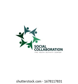 Social Collaboration Foundation. In Circular People Shape. Youth Center Study Activity. Youth Community Collaboration. Young Youth Logo Design