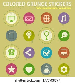 social colored grunge icons with sweats glue for design web and mobile applications