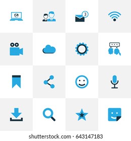 Social Colorful Icons Set. Collection Of Cloud, Download, Friends And Other Elements. Also Includes Symbols Such As Lover, Share, Magnifier.