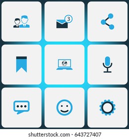 Social Colorful Icons Set. Collection Of Chatting, Microphone, Friends And Other Elements. Also Includes Symbols Such As Setting, Bubble, Friends.