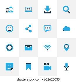 Social Colorful Icons Set. Collection Of Envelope, Chatting, Friends And Other Elements. Also Includes Symbols Such As Arrow, Message, Cloud Sky.