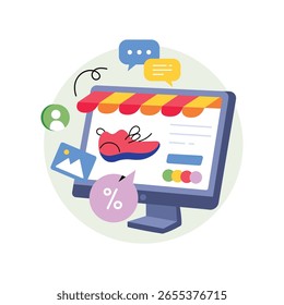 Ilustrações de Estilo de Conceito de Comércio Social. Arquivo EPS 10  