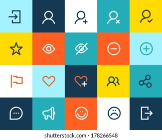 Social and communication icons. Flat