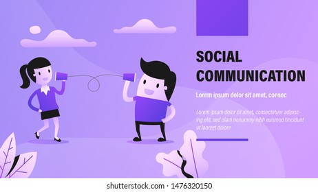 Social Communication. Presentation Background with Concept Illustration.