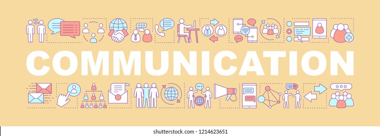 Social communication word concepts banner. Networking. Chatting. Presentation, website. Social media. Socialization. Isolated lettering typography idea with linear icons. Vector outline illustration