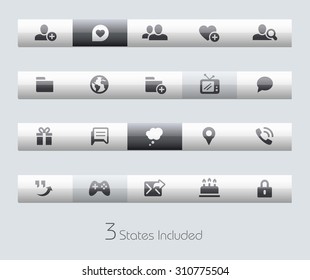 Social Communications // Classic Bars +++ The vector file includes 3 buttons states in different layers. +++