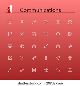 Social and communications line Icons set. Vector illustration.