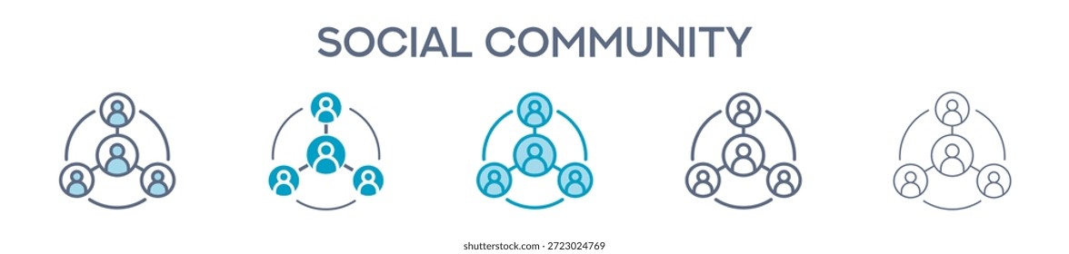 Elemento De Comunidad Social Para Diseño Gráfico - Estilos Múltiples. Ilustración vectorial De Dos Colores Y Negro. Los Diseños Múltiples De Los Iconos Se Pueden Utilizar Para El Móvil, Ui, Web