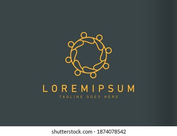 Social community logo design inspiration. Vector illustration of circle teamwork partnership luxury. Modern logo design with line art icon style.