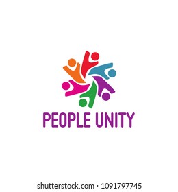 Social community network teamwork people unity logo design 