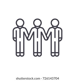 social community,bonds vector line icon, sign, illustration on background, editable strokes