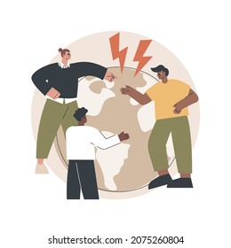 Social conflict abstract concept vector illustration. Social relations, interaction power, conflict between classes, multiracial angry people, school bullying, abuse, aggressive abstract metaphor.