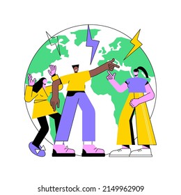 Social conflict abstract concept vector illustration. Social relations, interaction power, conflict between classes, multiracial angry people, school bullying, abuse, aggressive abstract metaphor.