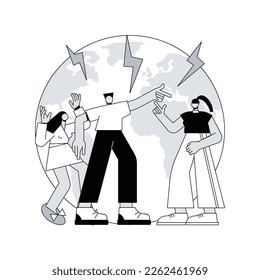 Social conflict abstract concept vector illustration. Social relations, interaction power, conflict between classes, multiracial angry people, school bullying, abuse, aggressive abstract metaphor.