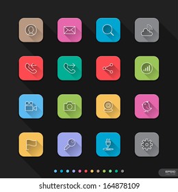 Social Connection flat style icons set - Vector illustration