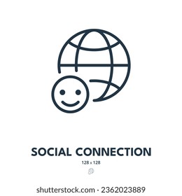 Social Connection Icon. Interaction, Communication, Networking. Editable Stroke. Simple Vector Icon