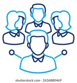Social Connection icon represented by some people in group Dual Line style.