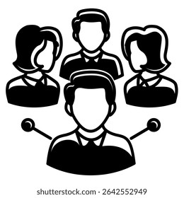 Social Connection icon represented by some people in group Black Filled style.
