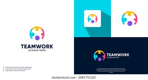 social connection logo, communication, teamwork, logo design element.