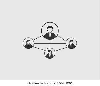Social Connection or network Icon. Number of man and women connected with each others. 